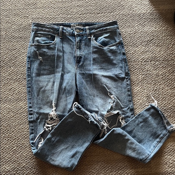 Distressed Rewash Blue Jeans - Picture 2 of 5